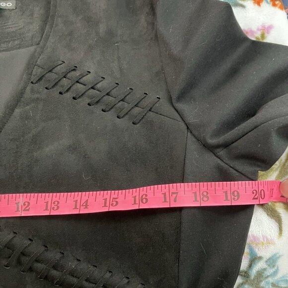 Leo & Ugo Skirt Set Womens Black Faux Suede Western Blazer Pencil Skirt - Picture 13 of 13